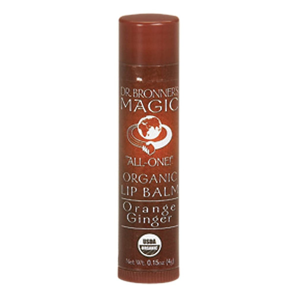 Dr. Bronner's Magic Soaps Organic Lip Balm, Orange Ginger, 0.15 Ounce