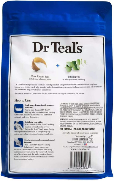 Dr Teal's Epsom Salt Bath Combo Pack (6 lbs Total), Relax & Relief with Eucalyptus & Spearmint, and Wellness Therapy with Rosemary and Mint