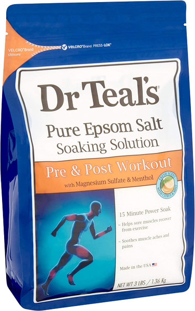 Dr Teal's Epsom Salt Bath Combo Pack (6 lbs Total), Relax & Relief with Eucalyptus & Spearmint, and Pre and Post Workout with Magnesium Sulfate and Menthol