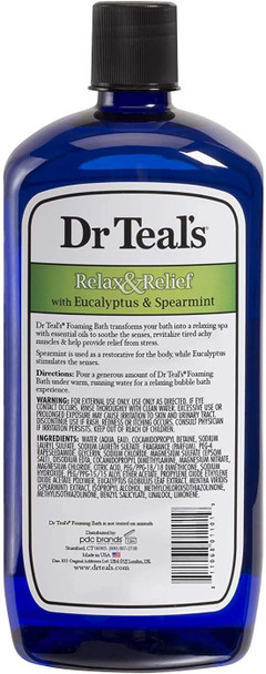 Dr Teal's Foaming Bath Combo Pack (68 fl oz Total), Relax & Relief with Eucalyptus & Spearmint, and Detoxify & Energize with Ginger & Clay. Treat Your Skin, Your Senses, and Your Stress.