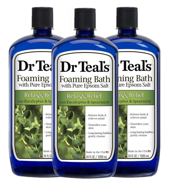 Dr Teal's Foaming Bath 3-Pack (102 Fl Oz Total) Eucalyptus & Spearmint