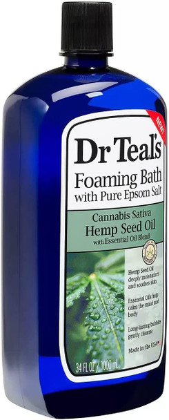 Dr Teal's Foaming Bath Combo Pack (68 fl oz Total), Hemp Seed Oil with Essential Oil Blend, and Glow & Radiance with Vitamin C & Citrus Essential Oils. Treat Your Skin, Your Senses, and Your Stress.