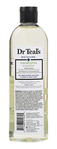Dr Teal's Moisturizing Bath & Body Oil, Eucalyptus & Spearmint , 8.8 Fluid Ounce