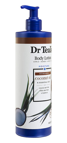 Dr. Teal's Body Lotion - Moisture Plus - Coconut Oil & Essential Oils, 18 Fl Oz 2-Pack (36 Fl Oz)