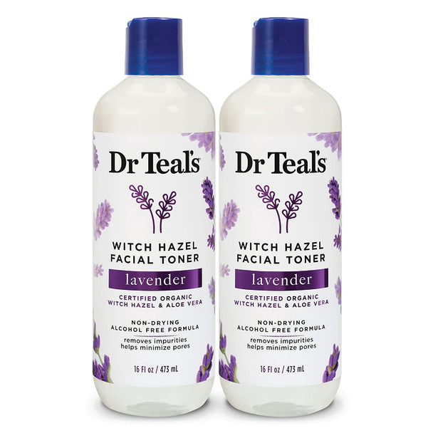 Dr Teals Witch Hazel Facial Toner, Lavender, 16 fl oz (Pack of 2)