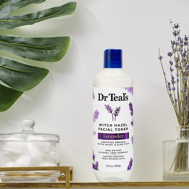 Dr Teals Witch Hazel Facial Toner, Lavender, 16 fl oz (Pack of 2)