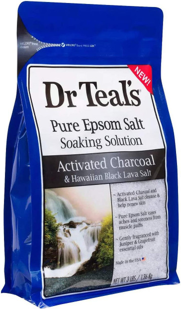 Dr Teal's Epsom Salt Bath Combo Pack (6 lbs Total), Soften & Nourish with Milk & Honey, and Charcoal & Hawaiian Black Lava Salt. Treat Your Skin, Your Senses, and Your Stress.