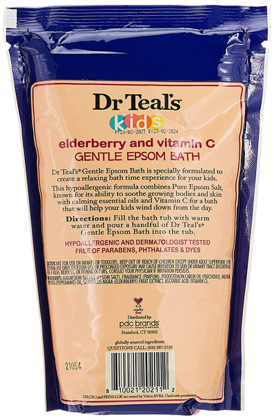 Dr Teal's Kids Pure Epsom Salt Soak with Elderberry, Vitamin E & Essential Oils, 2 lbs