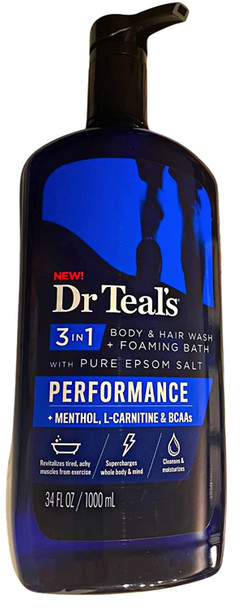 3 in 1 Body & Hair Wash + Foaming Bath with Menthol, L-Carnitine & BCAAs- Performance