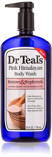 Dr. Teal's Pink Himalayan Body Wash, Restore and Replenish with Pure Epsom Salt and Essential Oils, 24 Fl Oz