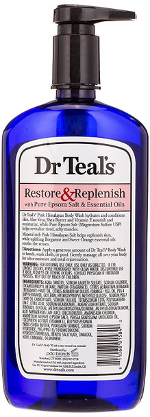 Dr. Teal's Pink Himalayan Body Wash, Restore and Replenish with Pure Epsom Salt and Essential Oils, 24 Fl Oz