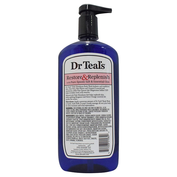 Dr. Teal's Pink Himalayan Body Wash, Restore and Replenish with Pure Epsom Salt and Essential Oils, 24 Fl Oz