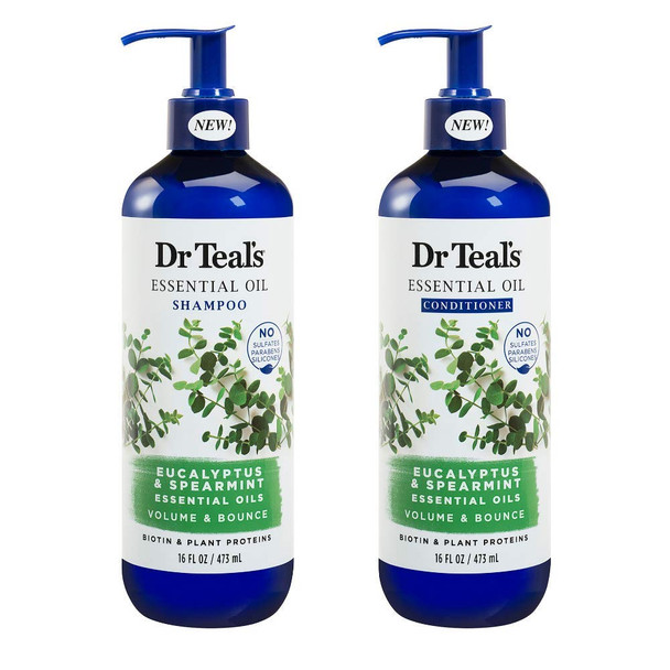 Dr Teals Shampoo and Conditioner w/Essential Oils - Eucalyptus & Spearmint Essential Oils for Volume and Bounce
