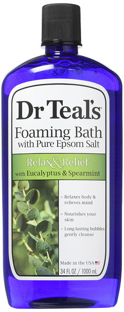 Dr Teal's Foaming Bath (Epsom Salt), Eucalyptus Spearmint, 34 Fluid Ounce