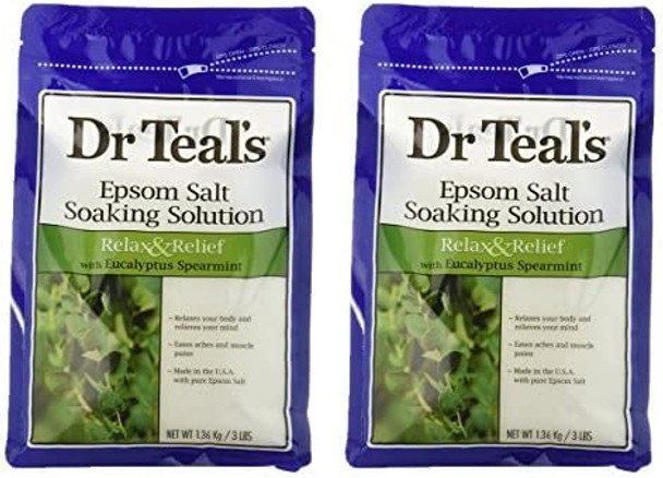 Dr. Teals Epsom Salt Soaking Solution with Eucalyptus Spearmint, 48 Ounce ((6lbs)) by Dr. Teal's