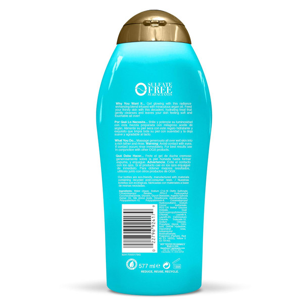 Ogx Radiant Glow Argan Oil Of Morocco Body Wash 19.5 Oz