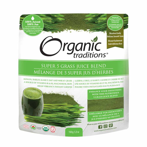 Organic Traditions Super 5 Grass Juice Blend - 150g Organic Traditions Super 5 Grass Juice Blend - 150g