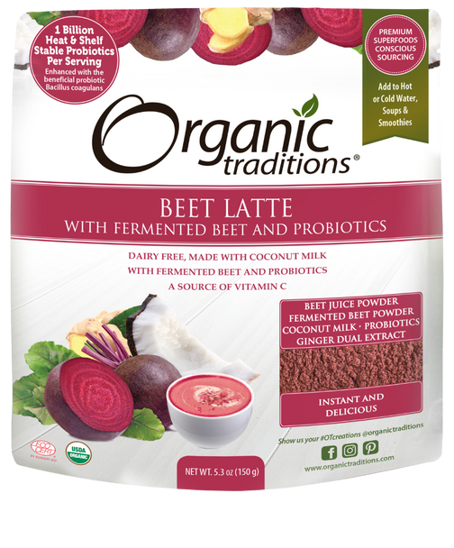 Organic Traditions Beet Latte with Fermented Beet and Probiotics - 150g