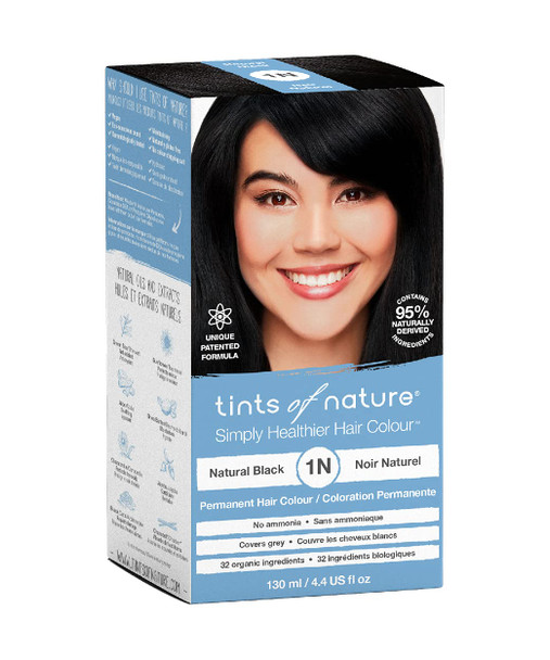 Tints Of Nature 1N Natural Black Permanent Hair Color - 130Ml