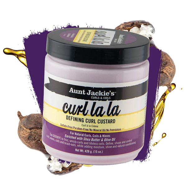 Aunt Jackie's Curl La La, Lightweight Curl Defining Custard, Creates Long Lasting Curly Hair with Mega-moisture Humectants, Enriched with Shea Butter and Olive Oil, 15 Ounce Jar