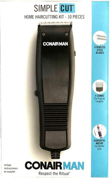 CONAIR Simple Cut 10pc Home Hair Cut Kit, Black