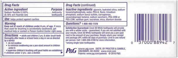 Crest 3D White Brilliance Toothpaste, Vibrant Peppermint 4.1 oz (Pack of 6)