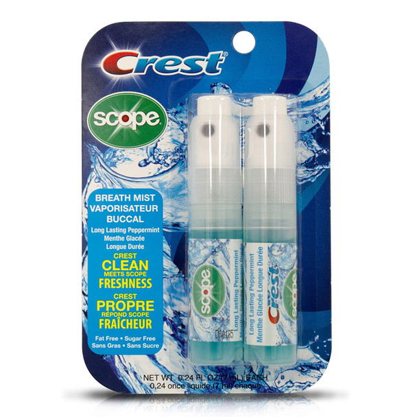 Crest Scope | Peppermint Breath Care Mist Spray Display | Six 2-Packs Display Unit (Total 12 Sprays)