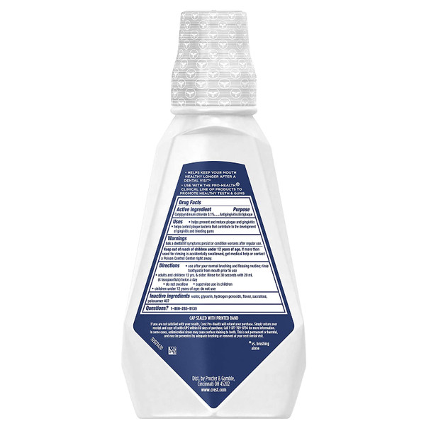 Crest Pro-Health Clinical Mouthwash with CPC (Cetylpyridinium Chloride), Gingivitis Protection, Alcohol Free, Deep Clean Mint, 473 Ml, 4 Count