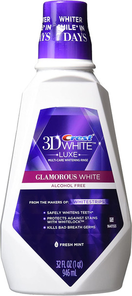 Crest 3D White Multi-Care Whitening Rinse, Glamorous White, Fresh Mint-32 oz, 946 milliter