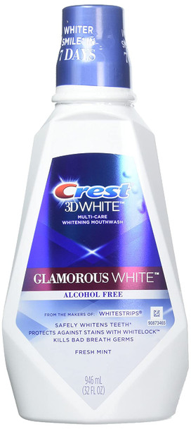 Crest 3D White Multi-Care Whitening Rinse, Glamorous White, Fresh Mint, 32 Fl Oz (Pack of 2)