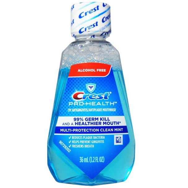 Crest Pro-Health Mouthwash, Alcohol Free, Multi-Protection Clean Mint 1.22 oz (Pack of 6)
