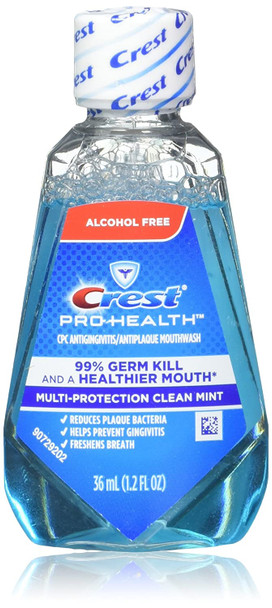 Crest Pro-Health Mouthwash, Alcohol Free, Multi-Protection Clean Mint 1.2 oz (Pack of 18)