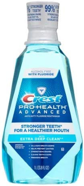 Crest Pro-Health Advanced Alcohol Free Fluoride Anticavity Extra Deep Clean Mouthwash Fresh Mint (Pack of 8)