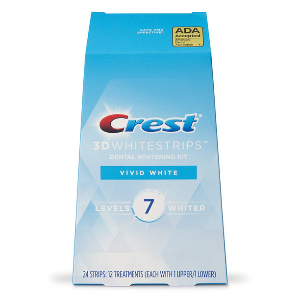 Crest 3D Whitestrips Vivid White Teeth Whitening Kit, 24 Strips, (12 Count Pack)