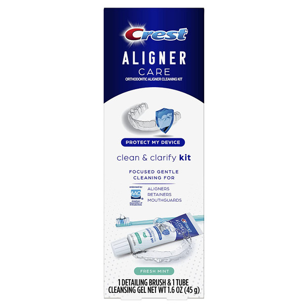 Crest Aligner Care Clean & Clarify Kit, Brush and 1.6 oz Cleansing Gel for Aligners, Retainers, Mouthguards