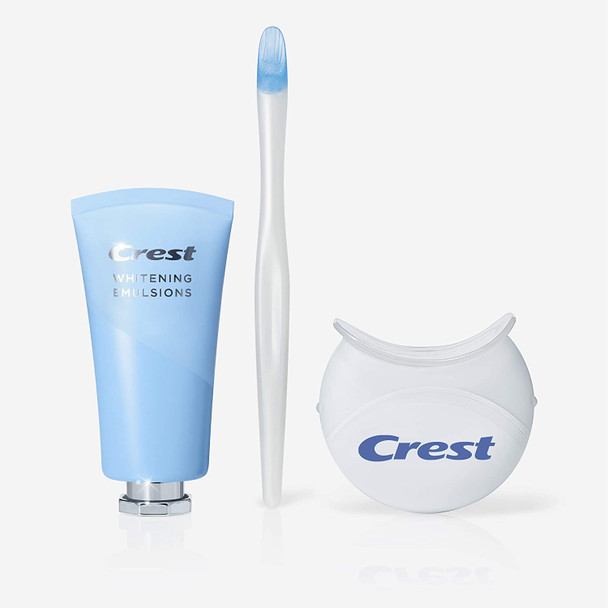 Crest Whitening Emulsions Leave-on Teeth Whitening Gel Kit with LED Accelerator Light, 0.63oz + Built-in Applicator + Two 0.35oz On-The-Go Teeth Whitening Pens Value Pack