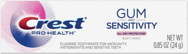 Crest Pro Health Gum and Sensitivity Toothpaste for Sensitive Teeth, Soft Mint, Travel Size 0.85 oz (24g) - Pack of 12