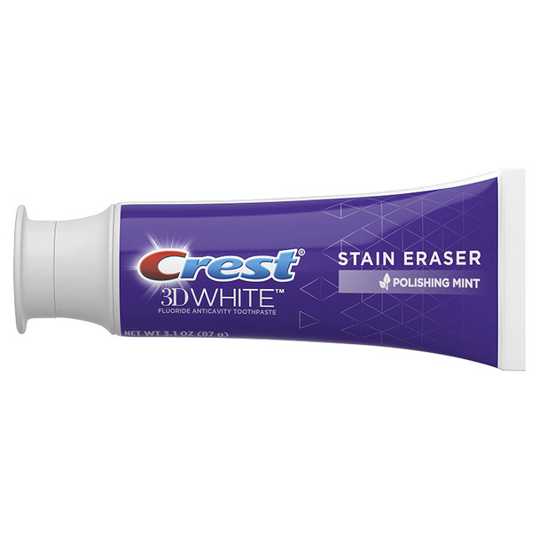 Crest 3D White Stain Eraser Teeth Whitening Toothpaste, Polishing Mint, 3.1 oz, Pack of 2