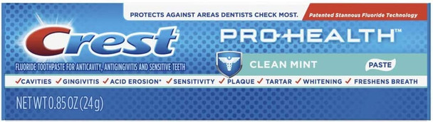 Crest Toothpaste, Pro Health Clean Mint Paste, Travel Size (0.85 oz) - Pack of 12