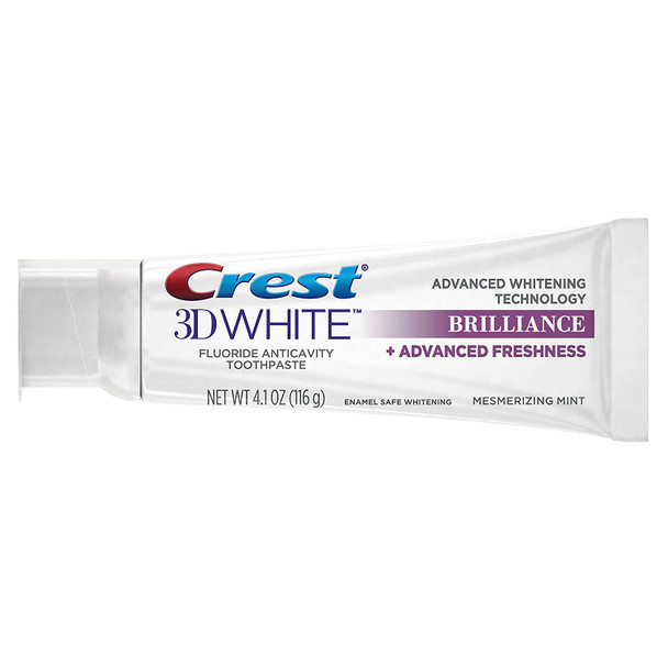 Crest 3D White Brilliance Advanced Teeth Whitening + Advanced Freshness Toothpaste, Mesmerizing Mint, 4.1 oz