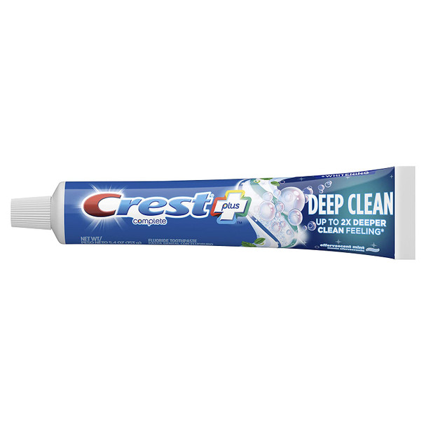 Crest Plus Deep Clean Complete Whitening Toothpaste, Effervescent Mint, 5.4 Ounce, Pack of 2, 6 Count