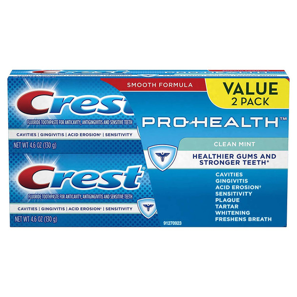 Crest Pro-Health Toothpaste, Clean Mint 4.6 oz (Pack of 2)