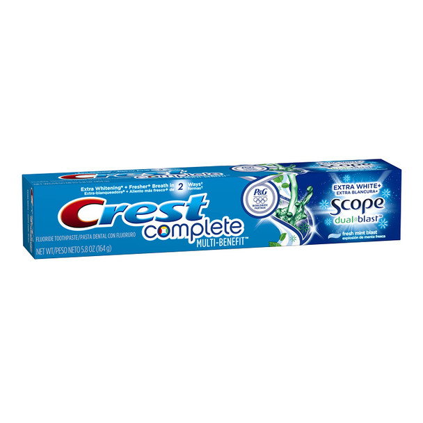 Crest Complete Multi-Benefit Whitening + Scope DualBlast Toothpaste, Mint, 5.8 Ounce, Twin Pack