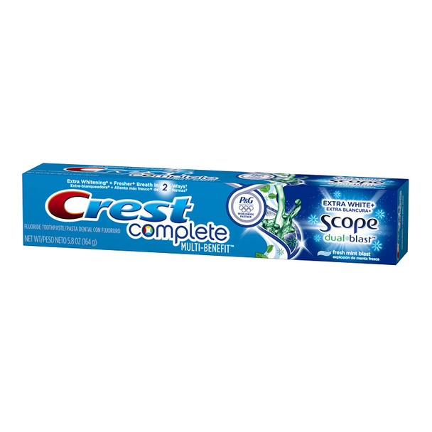 Crest Complete Multi-Benefit Whitening + Scope DualBlast Toothpaste, Mint, 5.8 Ounce, Twin Pack