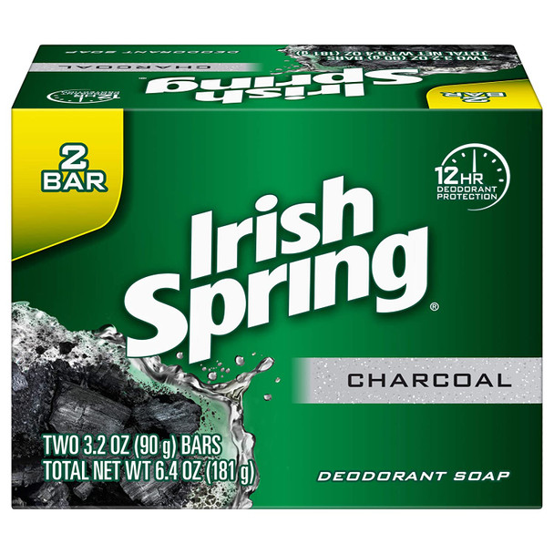 Irish Spring Men's Charcoal Bar Soap - 3.2 Ounce (2 Pack)