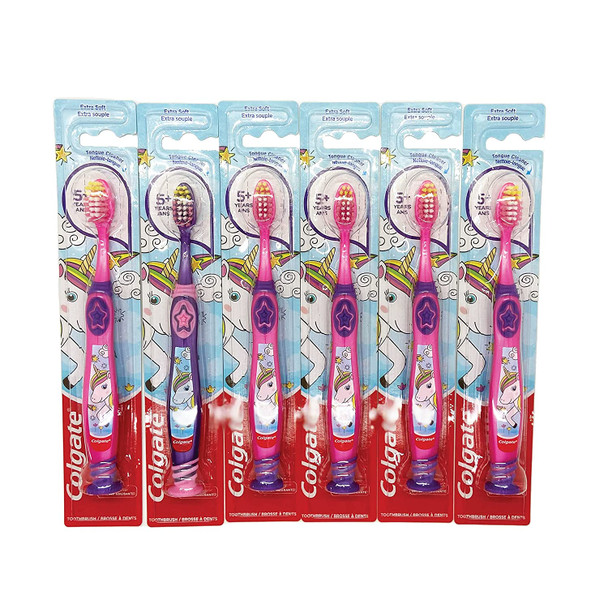 Colgate Kids Unicorn Toothbrush, Extra Soft for Children 5+ Years Old - Pack of 6