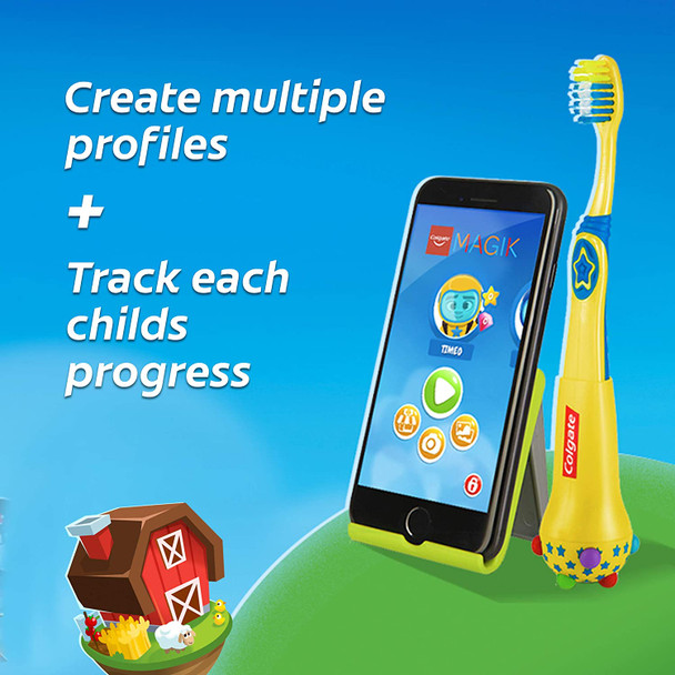 Colgate Magik Smart Toothbrush for Kids, Kids Toothbrush Timer with Fun Brushing Games Yellow 1 Count