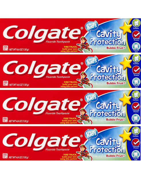 Colgate Kids Cavity Protection Bubble Fruit Fluoride Toothpaste 4.6oz - Pack of 4