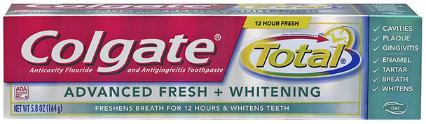 Colgate Total Advanced Fresh + Whitening Gel Toothpaste - 5.8 ounce (24 Pack)