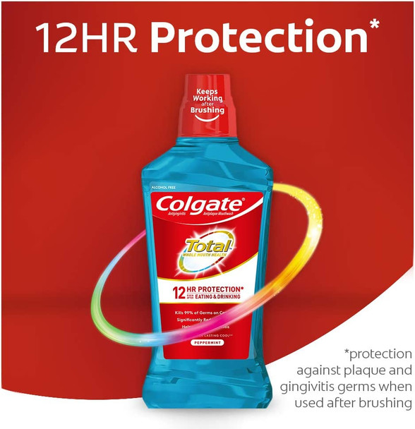 Colgate Total Pro-Shield Alcohol  Mouthwash, Peppermint - 500mL, 16.9 fluid ounce